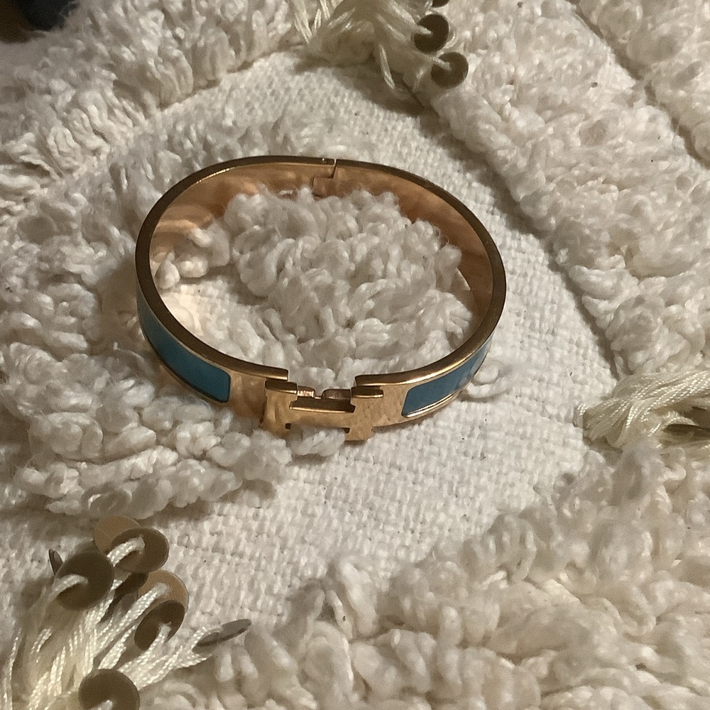 Hermes Gold and Teal Bracelet